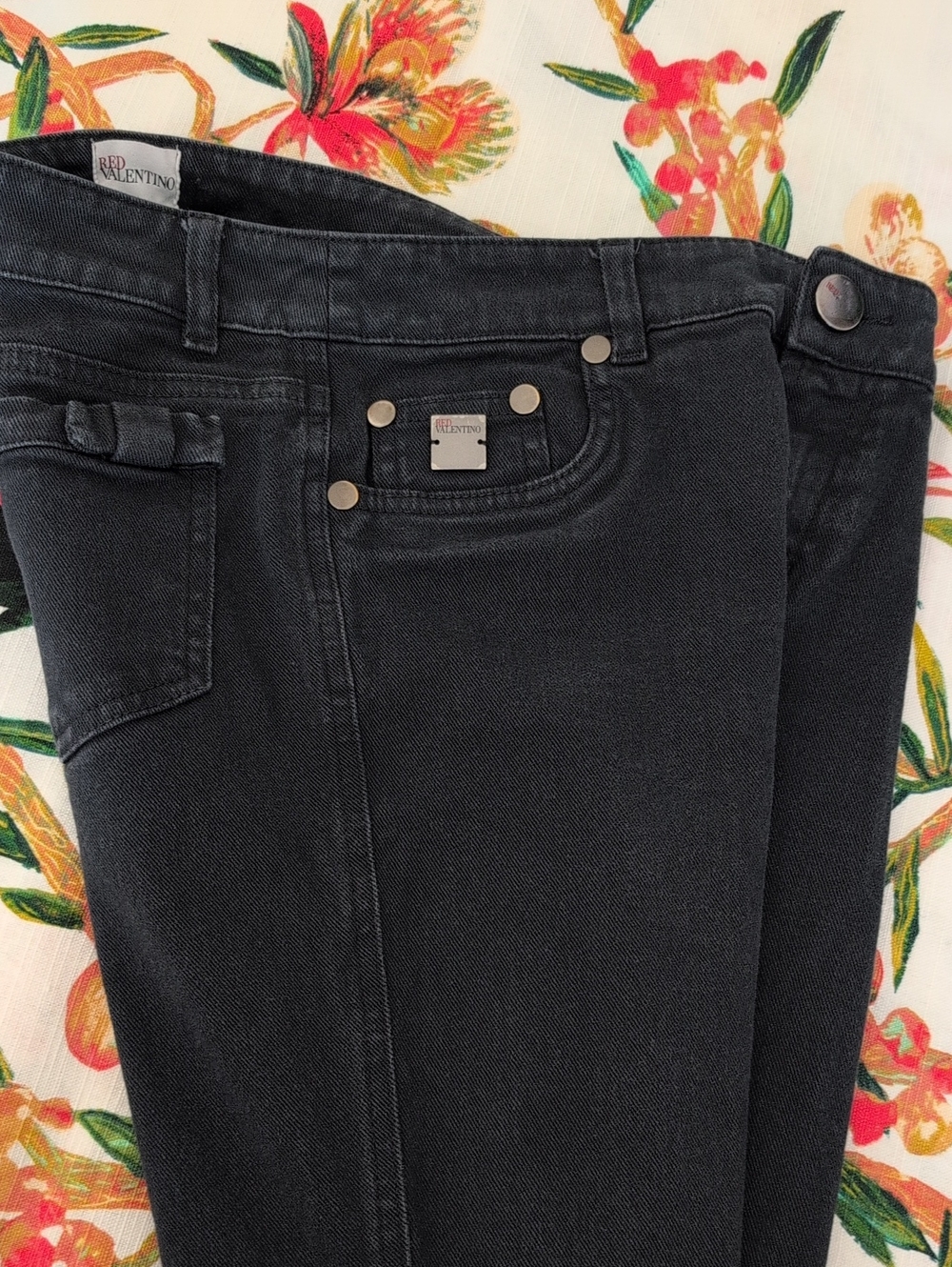 RED Valentino Black Straight Leg Vintage Jeans Branded Hardware - Made In Italy